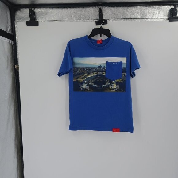 Visual Men's Small Blue Baseball Stadium T-Shirt - Picture 5 of 7
